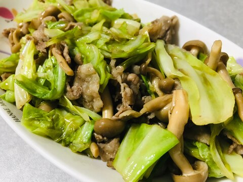 簡単！牛バラ肉としめじのオイスターソース炒め♫